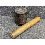 Vintage Chinese Bamboo Brush holder & Bamboo jar with cover