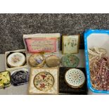 Selection of Vintage Compacts including Stratton etc, also includes a tub of simulated Pearl
