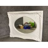 A large white painted wall mirror 120 x 142cm