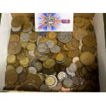 Box containing a large quantity of miscellaneous coinage - mainly British