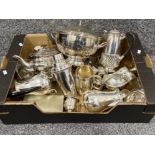 Miscellaneous silver plated ware items including teapots