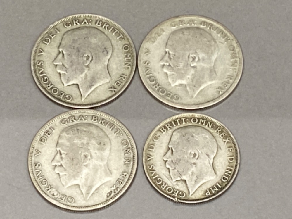 Total of 4 coins include 3x George V silver half crown coins dated 1921, 1928 & 1929, also - Bild 2 aus 2