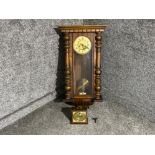 Large wall clock with pendulum and key working , also decorative mantle clock