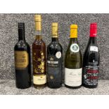 5 x mixed bottles of red and white wines including 2015 Maximo