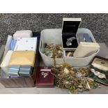A quantity of costume jewellery and empty jewellery boxes