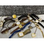 Total of 13 wristwatches & 2x pocket watches, includes Rotary, Timex & Oris etc