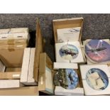 Box containing Coalport & Royal Doulton collectors plates - military aircraft themed, with
