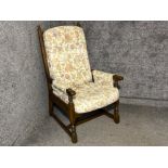 Oak old charm armchair in original upholstery