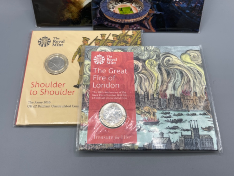 4 Royal mint uncirculated £2 coins. London 2012 hand over commemorative, Charles Dickens, The - Image 2 of 3