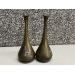 Late Victorian-early 1900s pair of antique Chinese bronze small vases