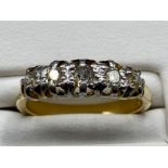 Ladies 18ct Yellow Gold 5 stone diamond ring, featuring 5 rose cut diamonds, 4.4grm size N