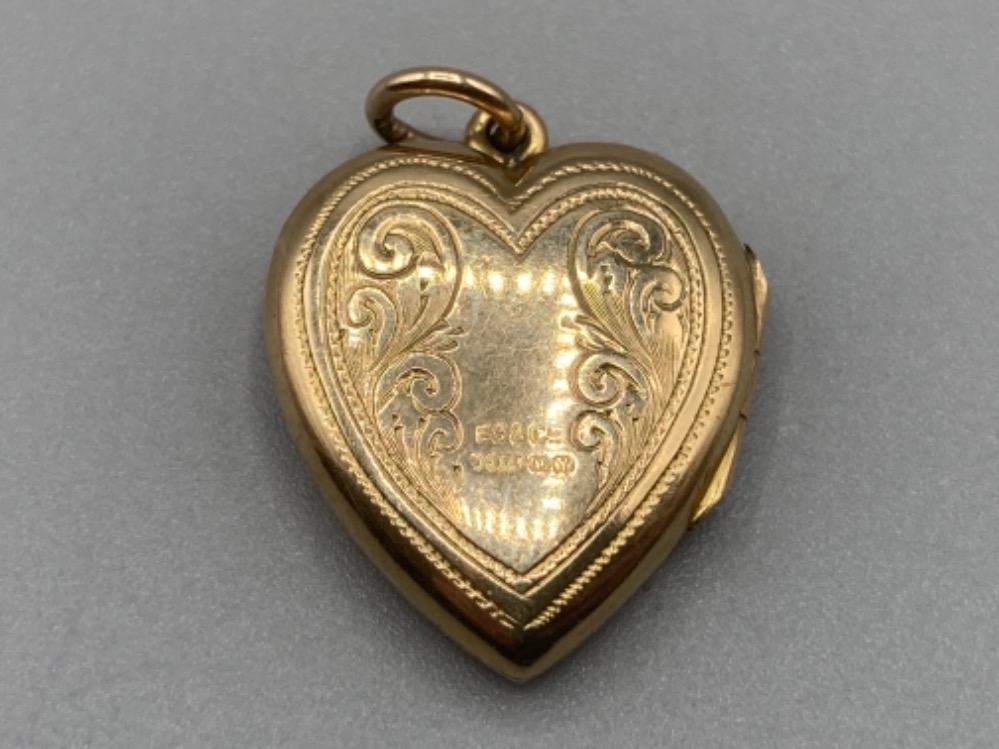 9ct gold heart shaped locket 2.7g - Image 2 of 2