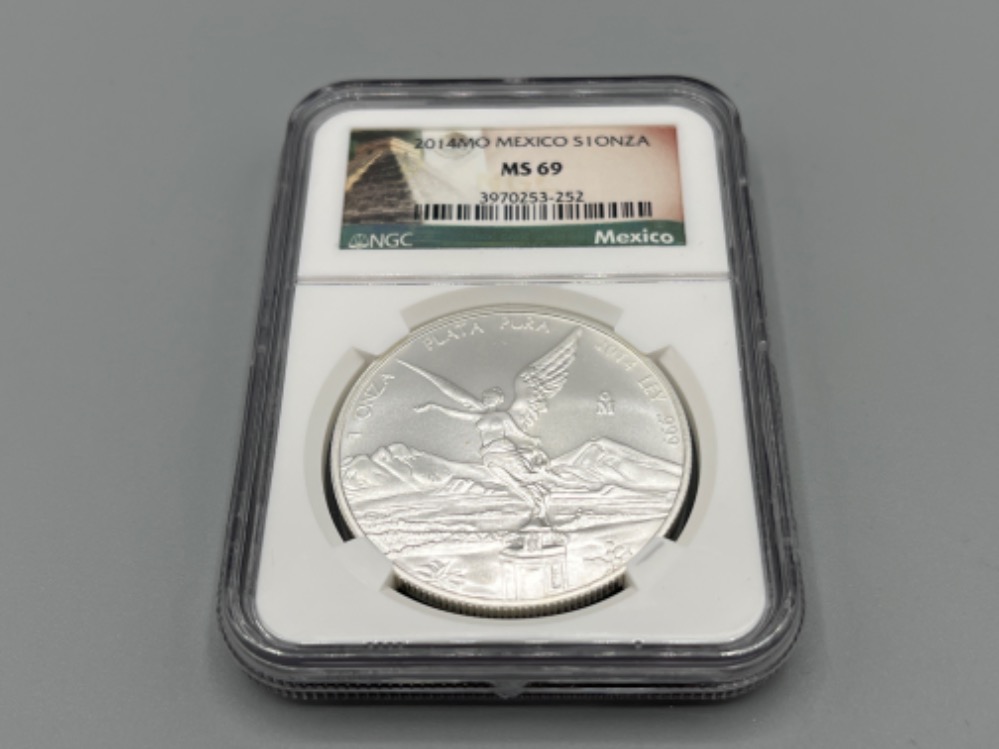 2014 mo Mexico S1 Onza silver 1oz coin. Grades and sealed by NGC