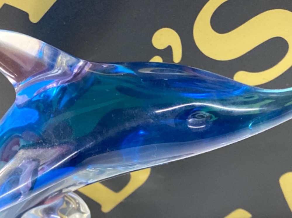 Large 1960s Konstglas Ronneby Sweeden B700 art glass sommerso Dolphin ornament, signed to base - Image 2 of 3