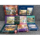 9 x various jigsaw puzzles some by Thomas Kinkade