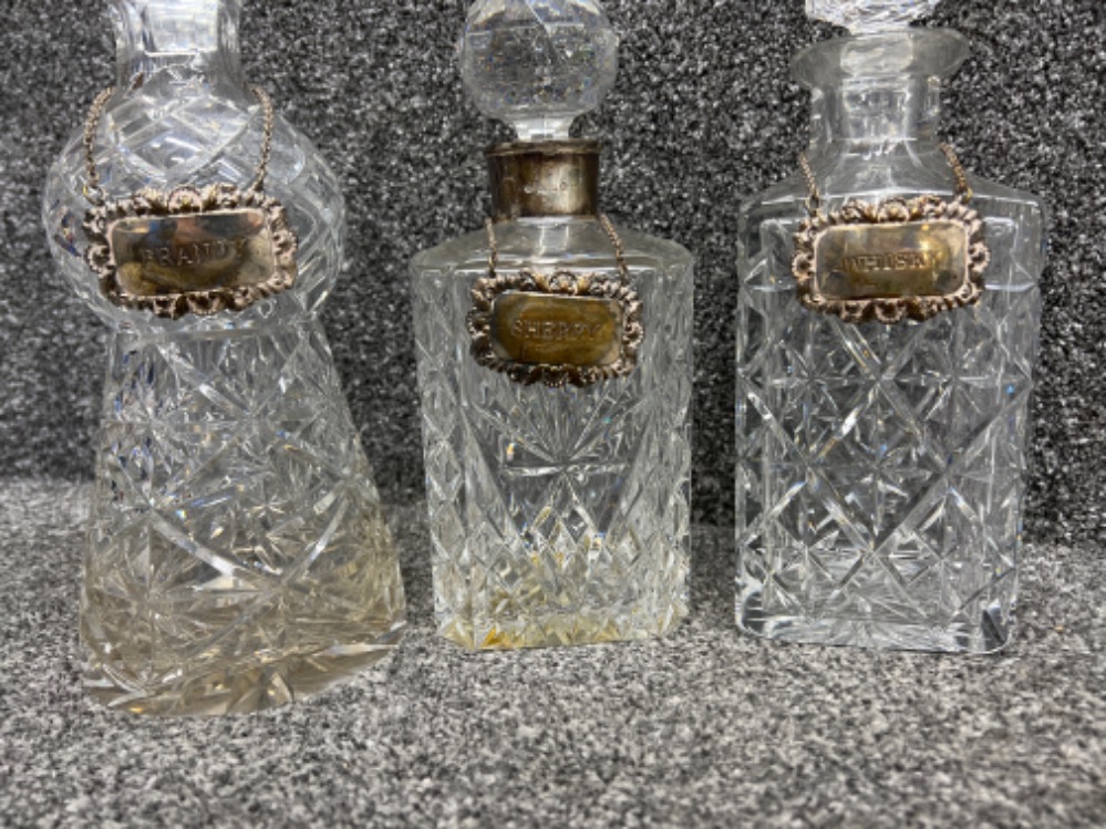 3 Crystal decanters (1 has silver collar) and crystal ice bucket - Image 2 of 4