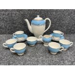 15 piece Coffee set in white and blue with gold leaf pattern