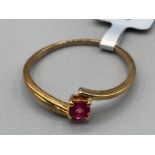 9ct gold and red spinel ring by Gemporia size T 1/2 1.5g gross