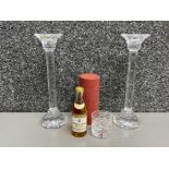 Villeroy and Boch crystal candlesticks and miniature cognac