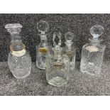 5 crystal decanters all with labels