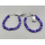 Two lavender jade bracelets by Gemporia with COAs