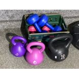 Everlast cardio fitness training bag together with mix kettle bells and dungbells