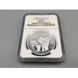 African wildlife 2015 Somalia silver 1oz coin. Graded and sealed by the NGC