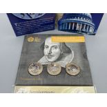 The Royal mint 2016 The Shakespeare £2 three coin brilliant uncirculated set, 500th anniversary of