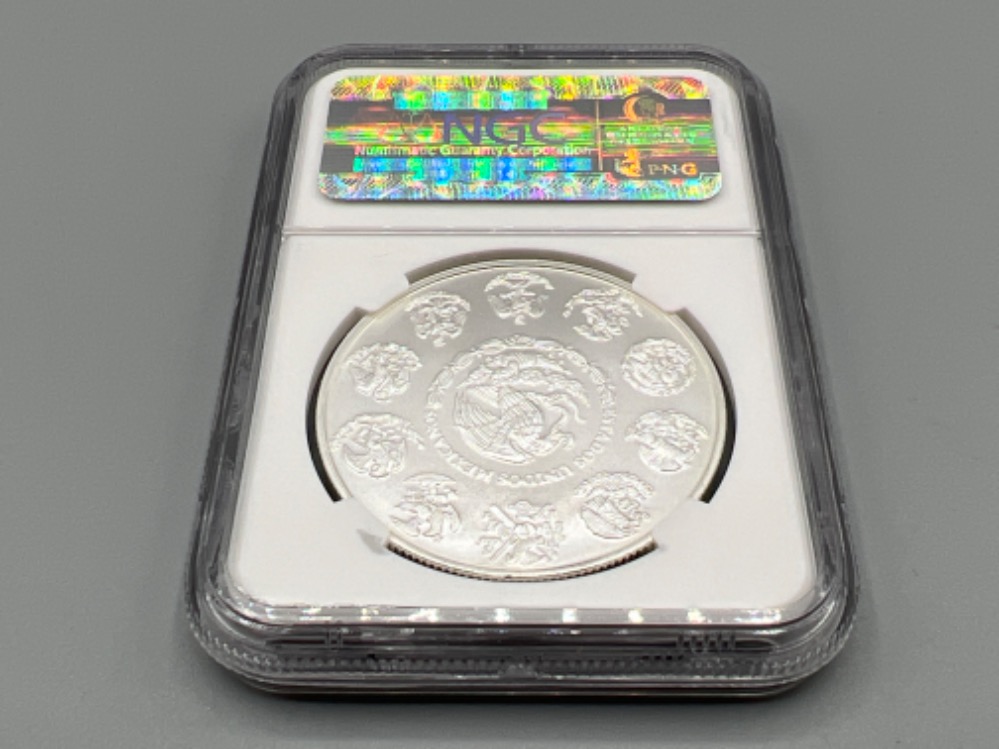 2014 mo Mexico S1 Onza silver 1oz coin. Grades and sealed by NGC - Image 2 of 2