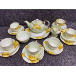 22 pieces of Aynsley bone China ( yellow floral pattern)