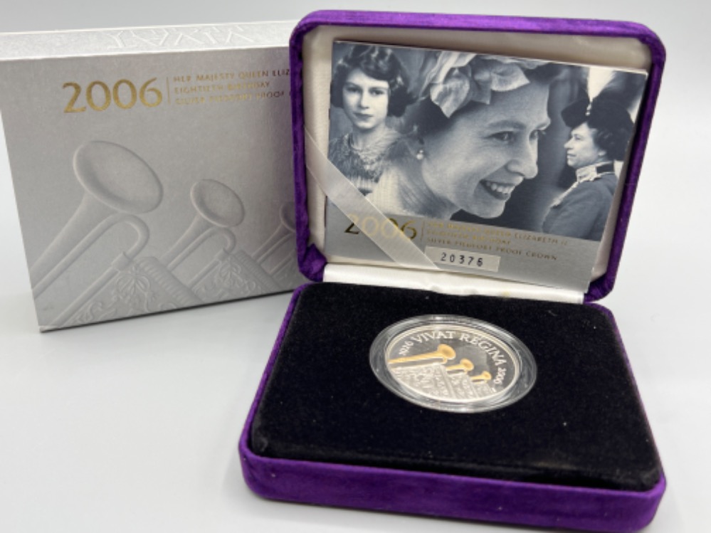 2006 Her majesty Queen Elizabeth II Eightieth Birthday silver piedfort proof crown. In original case