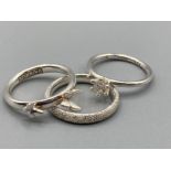 3 silver spinning rings, 2 silver studs, 14.7grm