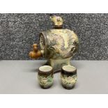 3 piece Saki set with dragons and elephant stopper