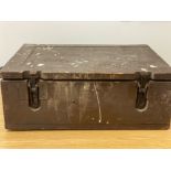 Vintage wooden cased & metal lined twin handled ammunition box