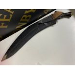 Vintage Eastern Kukri knife with dot prick decorated handle, with sheath & 2x smaller attached