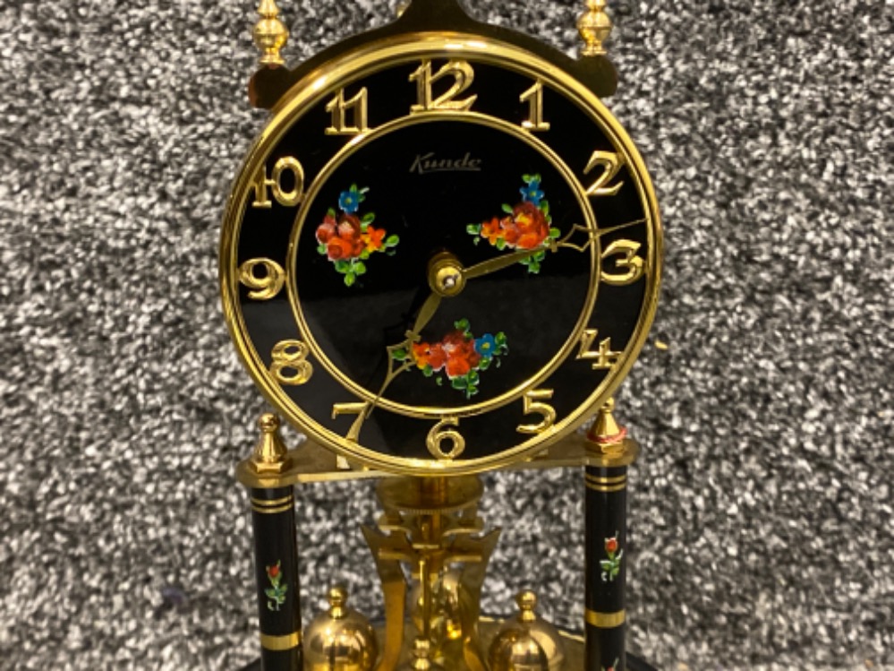 West German (Kundo) Kieninger & Obergfell anniversary clock complete with glass dome & key - Image 2 of 3