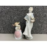 Nao by Lladro 1537 and lady with basket of flowers