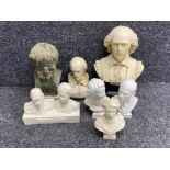 Total of seven miscellaneous busts including Shakespeare, commemorative & Apietoteahe etc