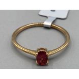 9ct gold and rubellite ring by Gemporia size T 1.6g gross with COA