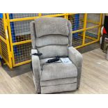 Reclining electric armchair upholstered in a grey fabric, part of the Hudson Range