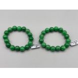Two Burmese green jade bracelets by Gemporia with COAs