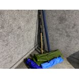 2 fresh and salt water fishing rods with greys case, also with 2 camping chairs and waiders