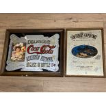 2x vintage pub advertising mirrors on includes Coca-Cola & Southern Comfort