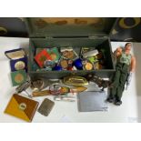 Vintage Action Man box & figure together with a selection of collectible novelty lighters, cigarette