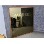 Very large vintage wooden framed Parker’s pub mirror 145x159cm