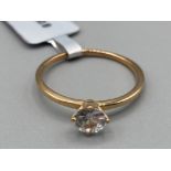9ct gold and zircon solitaire ring by Gemporia size P 1.5g with COA
