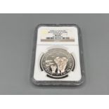 2015 African wildlife Somalia $100 silver 1oz coin. Graded and sealed by NGC