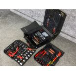 Royalty Kraft pull along hardcase tool set comprising of hammers, wrenches, screwdrivers, ratchet