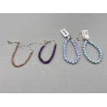 Four gemstone and silver slider bracelets by Gemporia to include amethyst and aquamarine with COAs