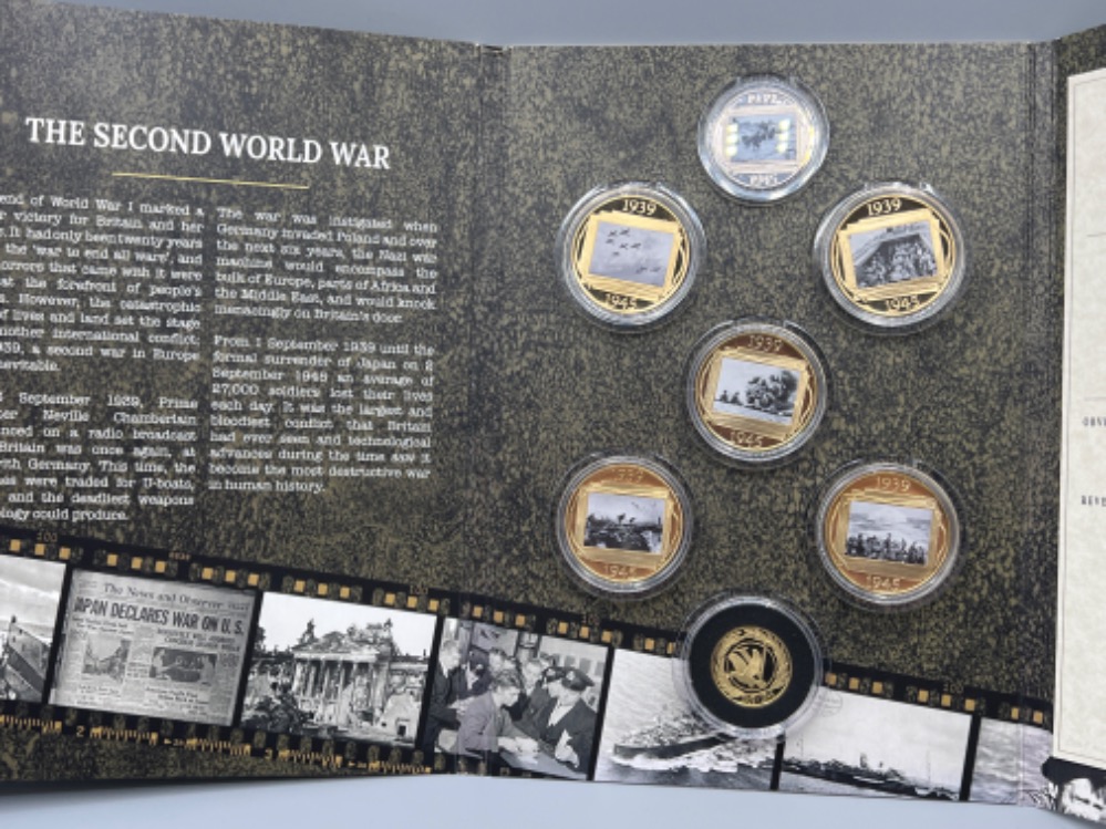 The road to victory Crown coin collection 1939-1945. Silver and 9ct coin set complete and - Image 2 of 5